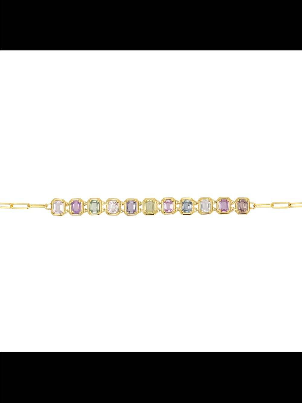 Emerald Cut Sapphire Paperclip
Chain Bracelet